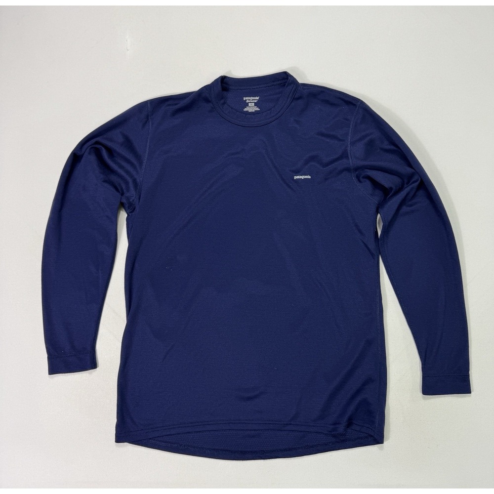 Patagonia Capilene Midweight Base Layer Mens Medium Navy Blue Hiking Shirt 44201